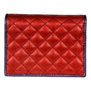 Gucci Zumi Nappa Trapunata Quilted Card Case Wallet Metallic Red
